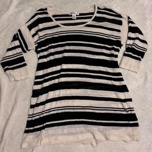 Motherhood Black and Cream Striped Tunic